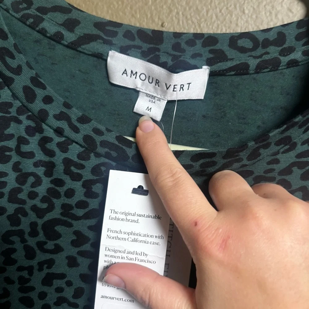 NEW Amour Vert Leopard Green Print Wrap Waist Dress size Medium